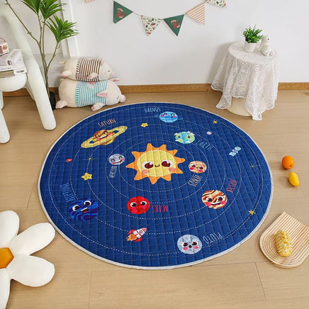 Cotton Children's Storage Crawling Mat Cartoon Round Infant Drawstring Climbing Mat Tent Mat