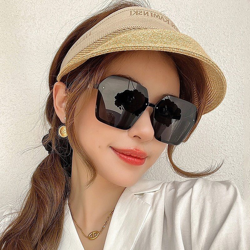 Korean-style Irregular Box Sunglasses Women's Internet-famous Slim-fit Polygon Sunglasses Trendy Atmospheric All-match Black Glasses