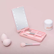 Led Makeup Mirror With Light Mirror 5 Makeup Brush Set Makeup Brush Storage Box With Cover Dust-Proof