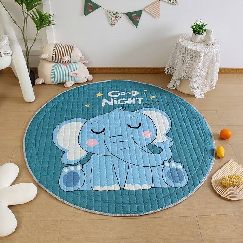 Cotton Children's Storage Crawling Mat Cartoon Round Infant Drawstring Climbing Mat Tent Mat