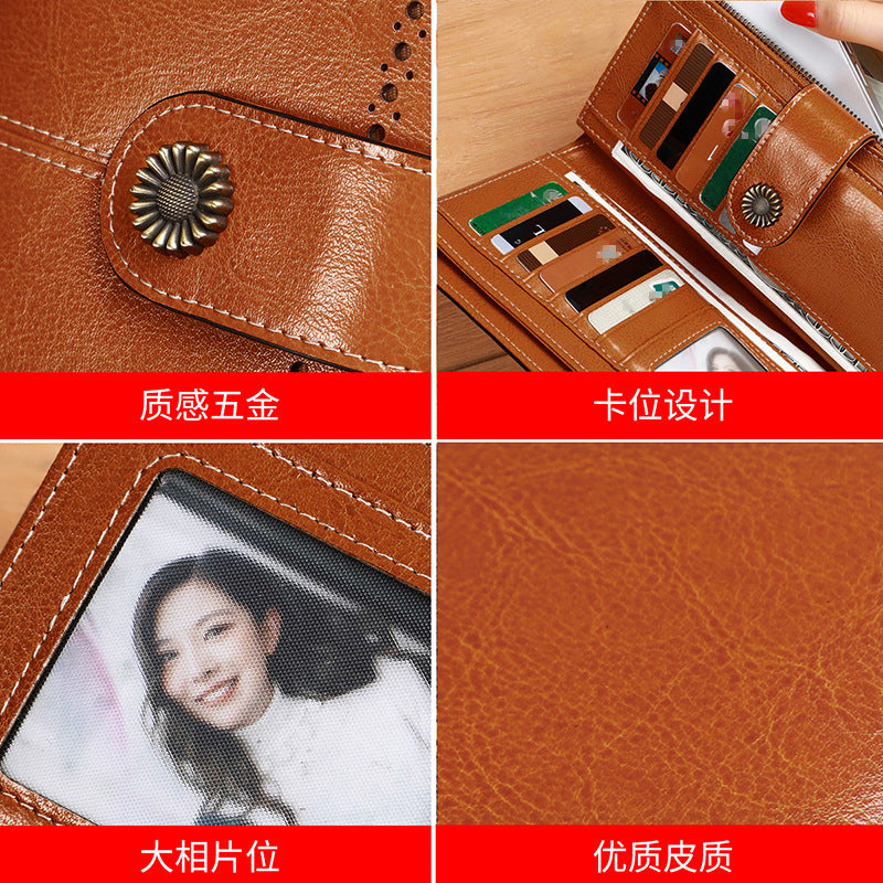Wallet Women's New 2024 Popular Coin Purse Summer Ins Style Niche Design Genuine Leather Small Bag Long Wallet Handbag