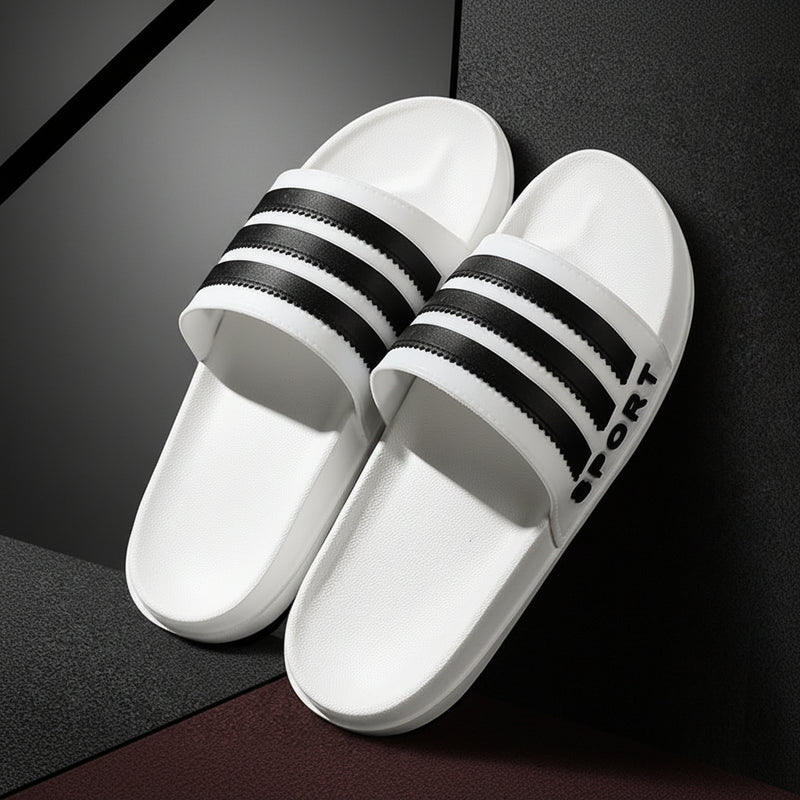Black And White Striped Bathroom Slippers Indoor Non-slip Thick Bottom Mute Sandals And Slippers Home Men And Women Leisure Slippers