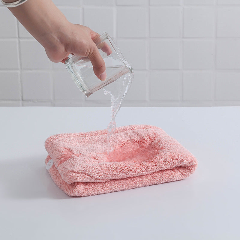 Coral Velvet Dry Hair Cap For Women, Strong Water Absorption, Quick Drying, Skin-Friendly, Soft And Breathable Household Baotou Towel Shower Cap