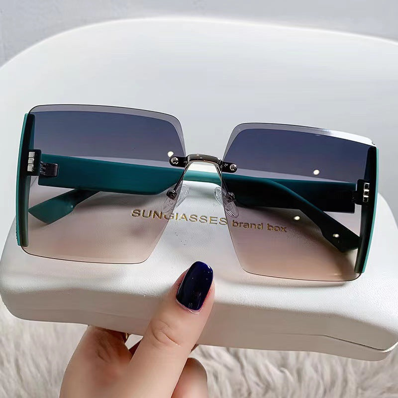 New Big Brand Square Sunglasses Women&#039;s Sunglasses High-end Ins Fashion Rimless Cut Edge Sunglasses