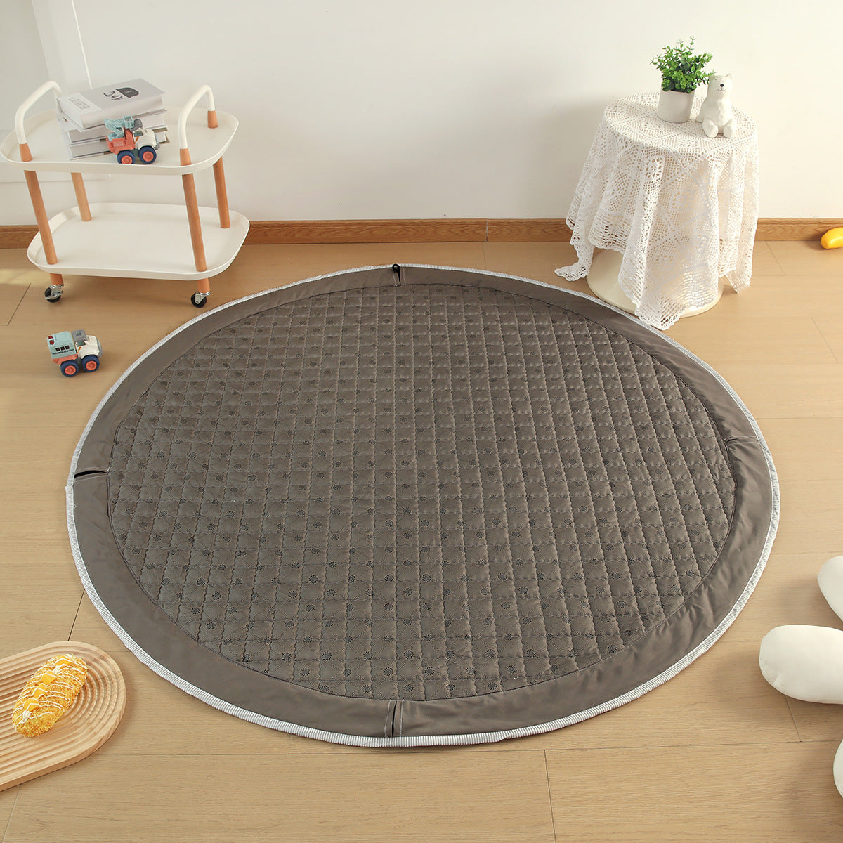 Cotton Children&#039;s Storage Crawling Mat Cartoon Round Infant Drawstring Climbing Mat Tent Mat