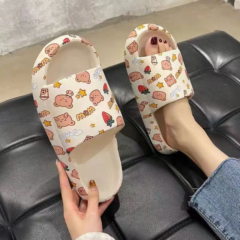 Women's Summer Anti-slip Thick-soled Animal League Couple Cute Cartoon Student Cartoon Flip-flops
