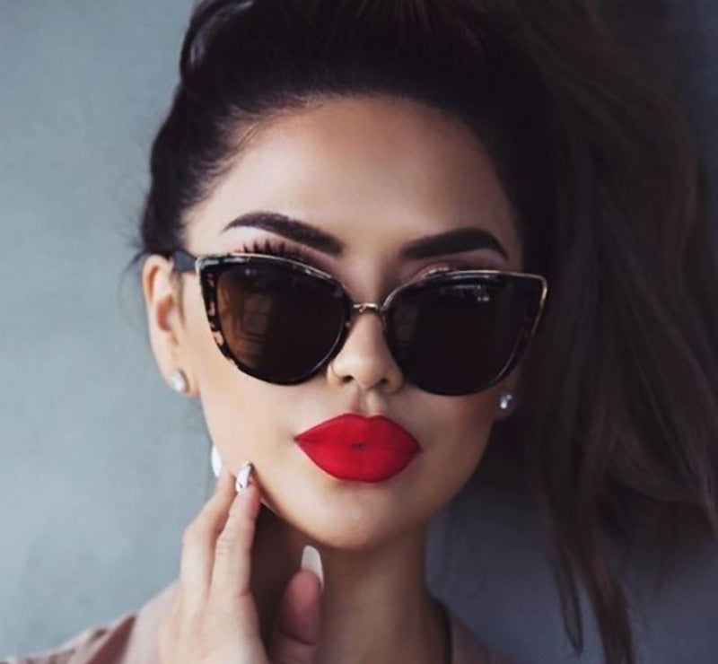 Ladies Cat Eye Sunglasses Personality Leopard Color Sunglasses