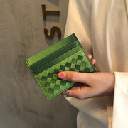 Sheepskin Card Bag Women's One-piece Multi-card 2022 New Braided Card Clip Ultra-thin Card Cover Compact One-piece Generation Hair