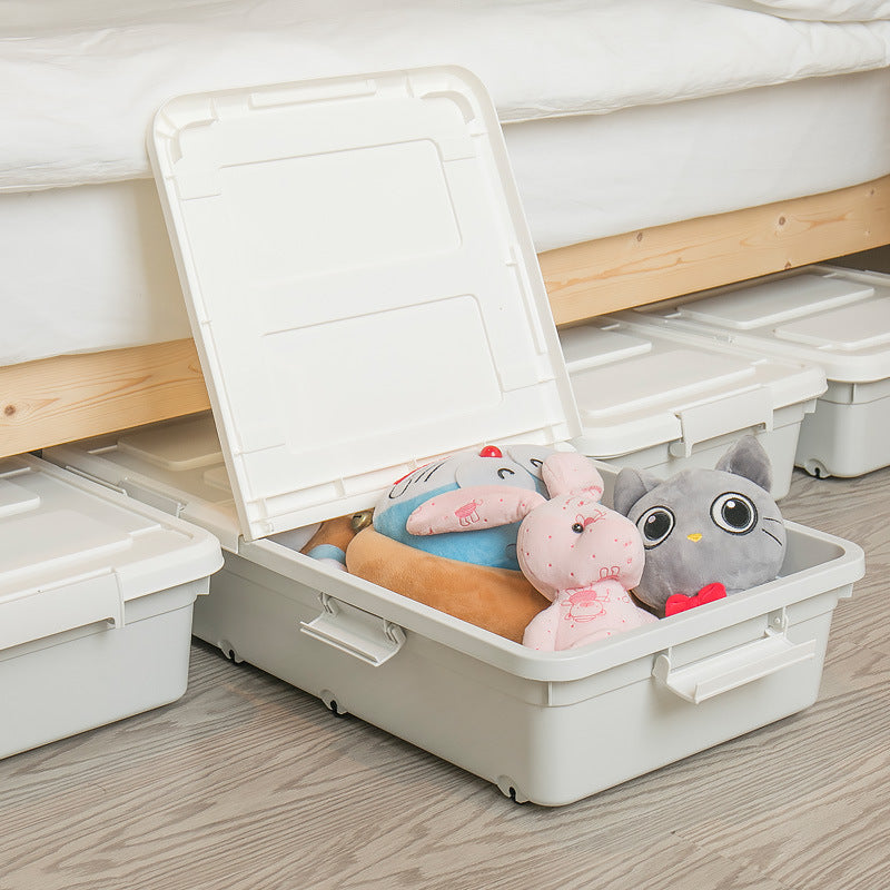 Under The Bed Storage Box Flat Plastic Box Under The Bed Clothes Storage Box Artifact Under The Bed Finishing Box Drawer Type With Wheels