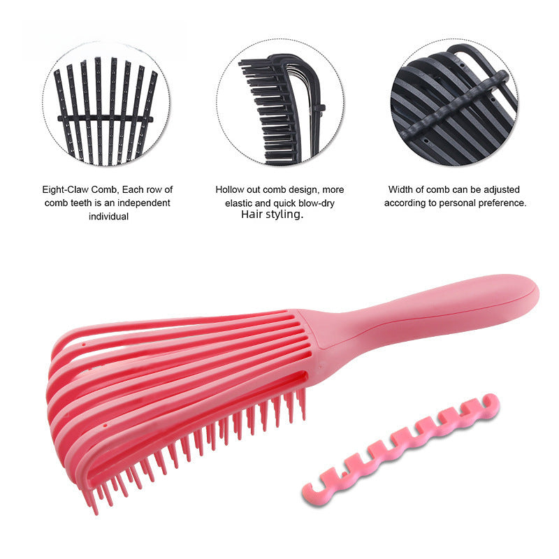 Women's Shampoo Straight Octopus Comb Hairdressing Big Bend Comb Straight Roll Shape Octopus Rib Comb