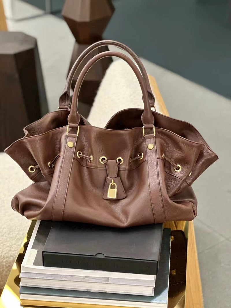 2023 Autumn And Winter New Style Retro Versatile Lock Buckle Belt Buckle Women's Bag Handheld Tote Bag Large Capacity Women's Bag New Trend