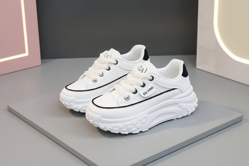 HY906 New Simple Women's Shoes 2023 Autumn Korean Style Breathable Heightened Platform Sports Casual Shoes Board Shoes For Students