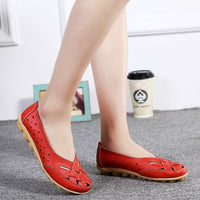 44 Women&#039;s Casual Flat Slip-on Sandals Summer Single Shoes Bean Shoes Leather Middle-aged Elderly Mothers
