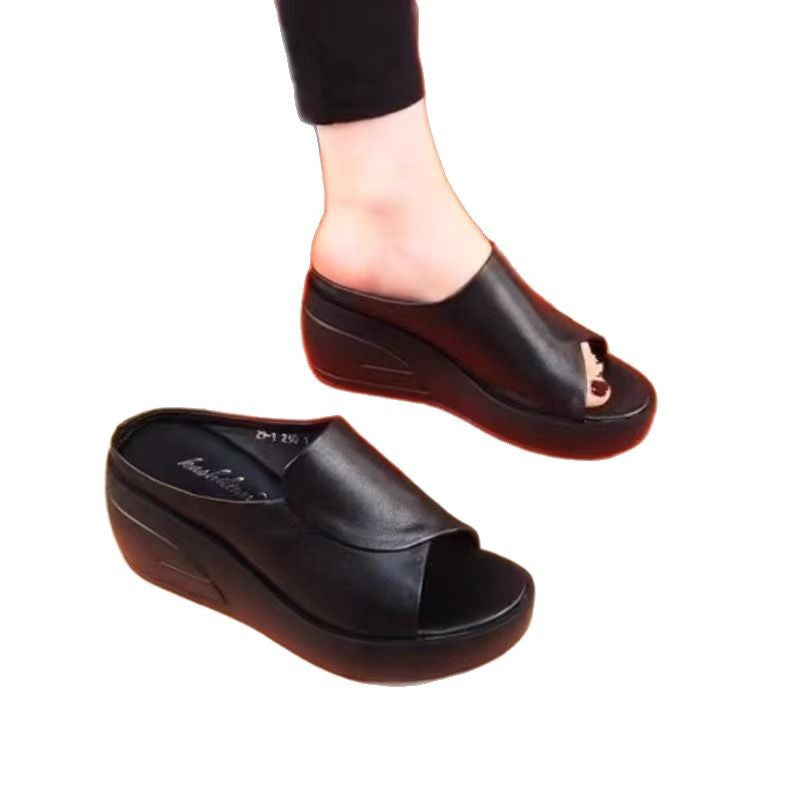 Platform Platform Platform Sandals Women's Summer Outer Wedge Non-slip Platform Slippers With High Height Soft Bottom Platform Women's Shoes