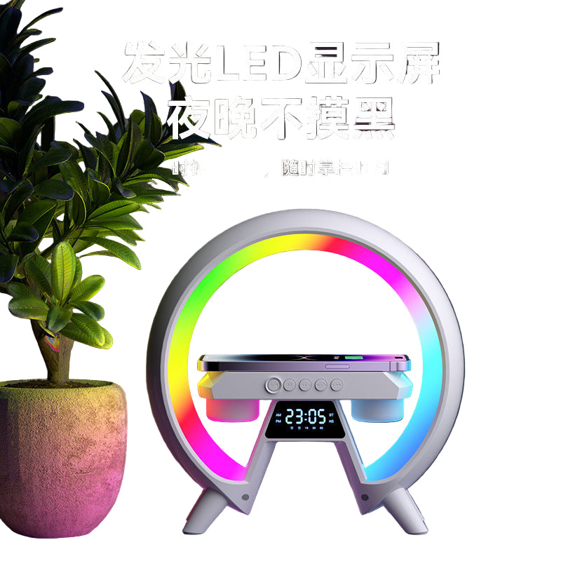New Large G6 Colorful Bedside Multi-function Bluetooth Audio Wireless Charging Bluetooth Speaker With Clock Light