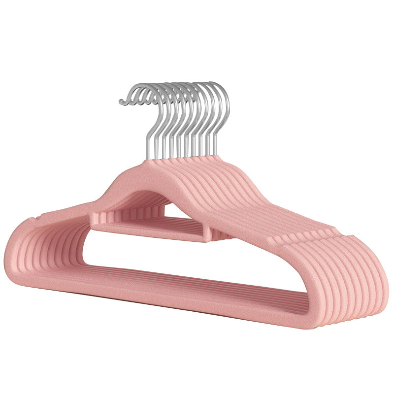 Flocking Clothes Hanger Pink 10 Storage Durable Clothes Drying Hanger Multi-function Coat Folding Anti-Wrinkle