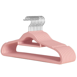 Flocking Clothes Hanger Pink 10 Storage Durable Clothes Drying Hanger Multi-function Coat Folding Anti-Wrinkle