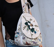 Pastoral Style Fresh Style Women's Shoulder Bag Double-Layer Casual Canvas Dual-Use Chest Bag Travel All-Match Small Backpack