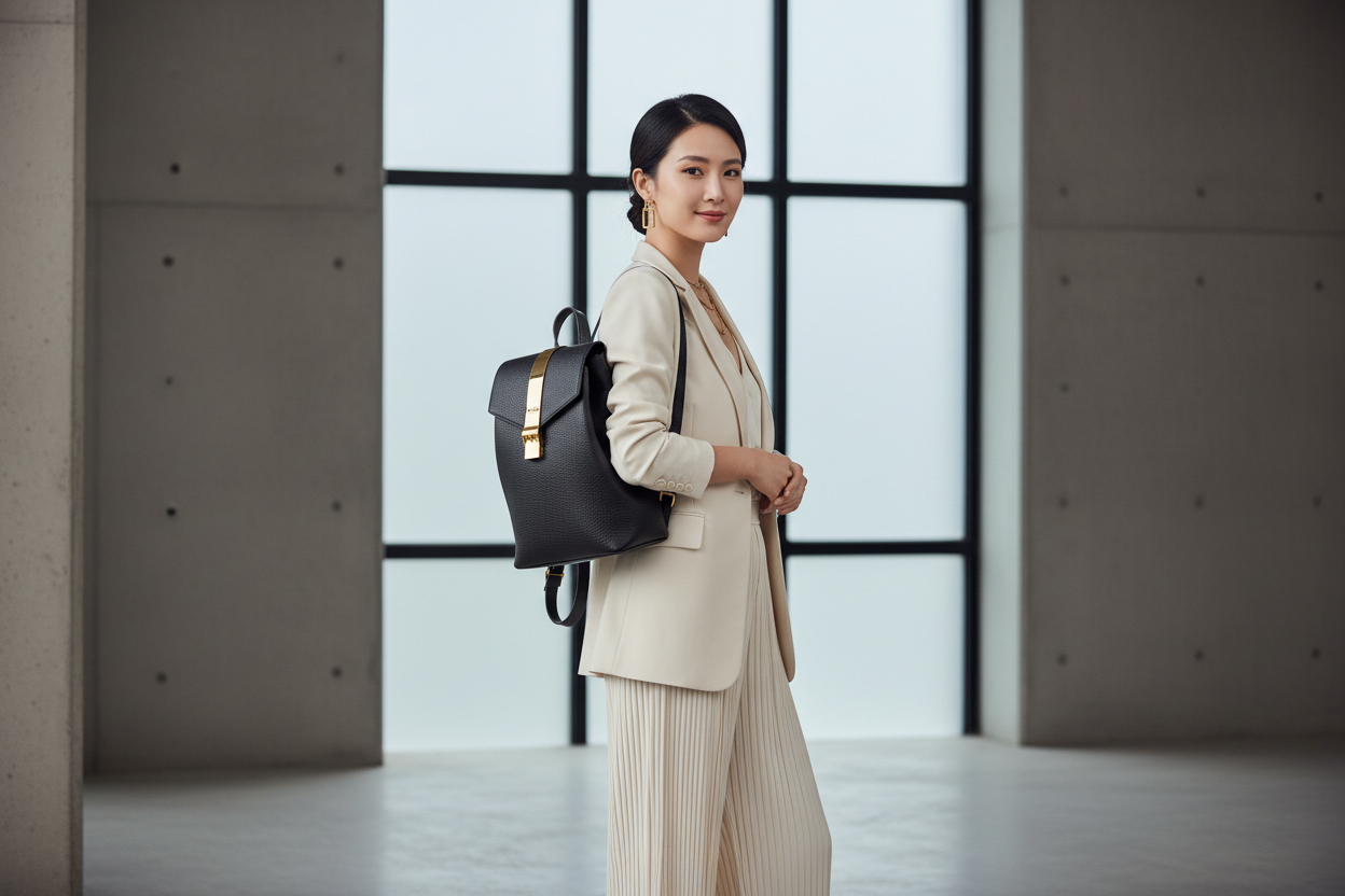 elegant backpack chinese girl