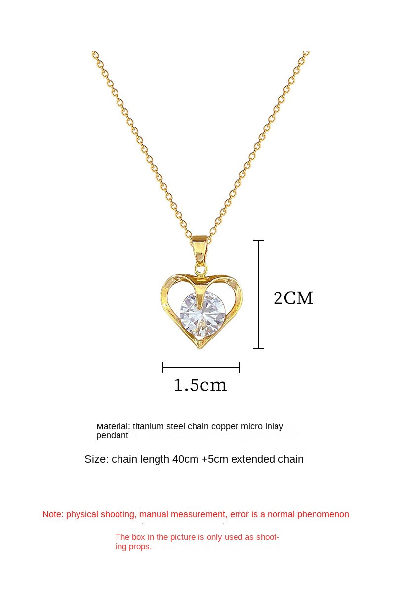 Heart Necklace Titanium Steel Chain