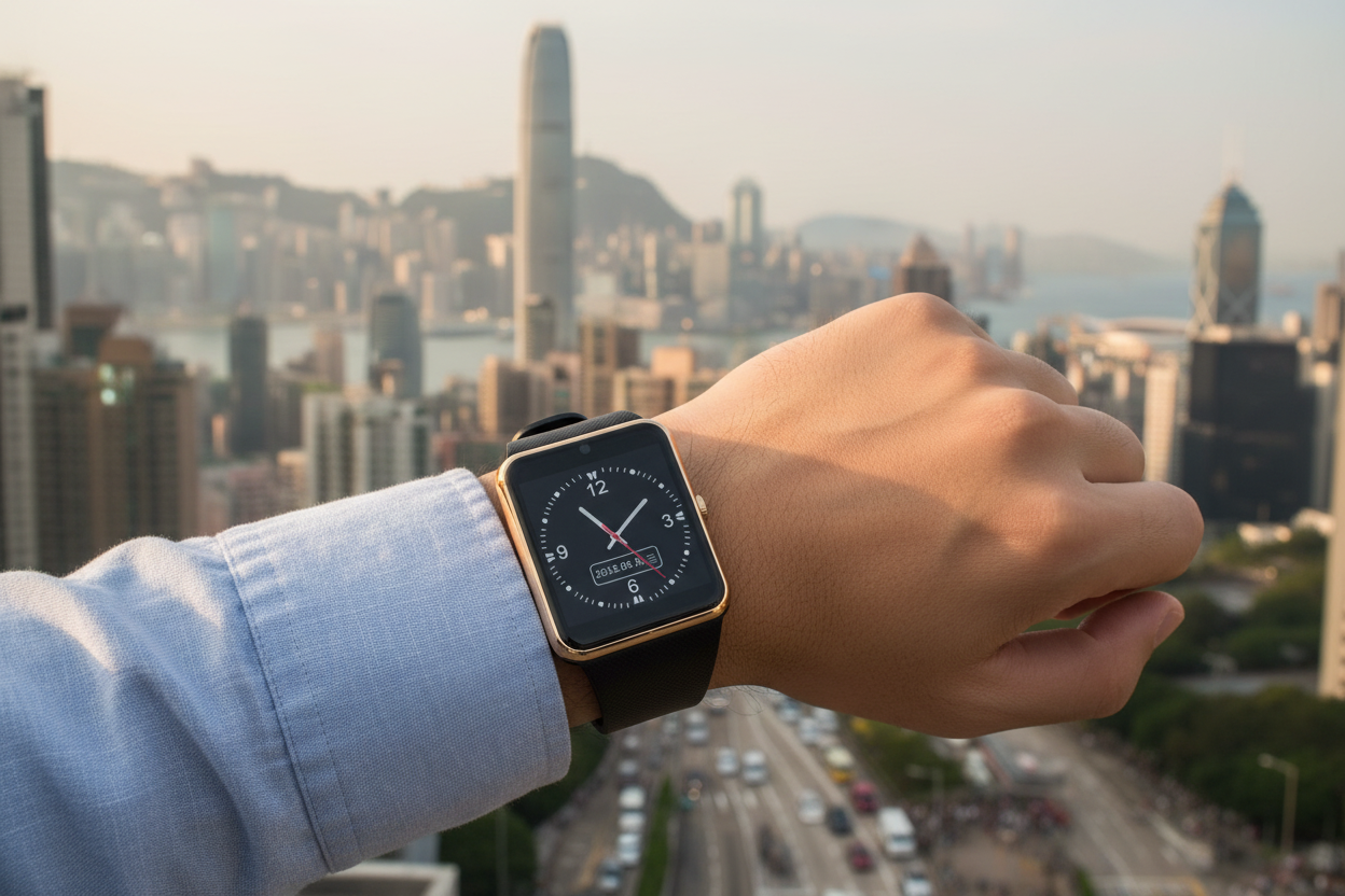 Hombre de Hong Kong con Smartwatch